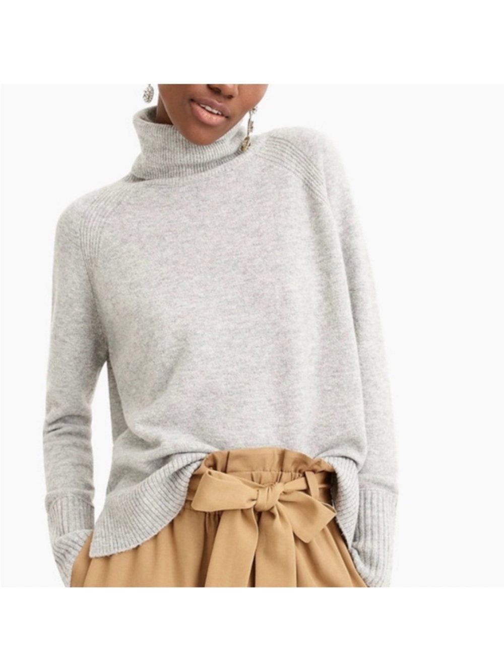 J. Crew Turtleneck Sweater with Side Slits Gray Xs